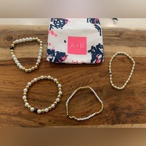Allie + Bess Mixed Gold and Pearl Stack of 4 / like new